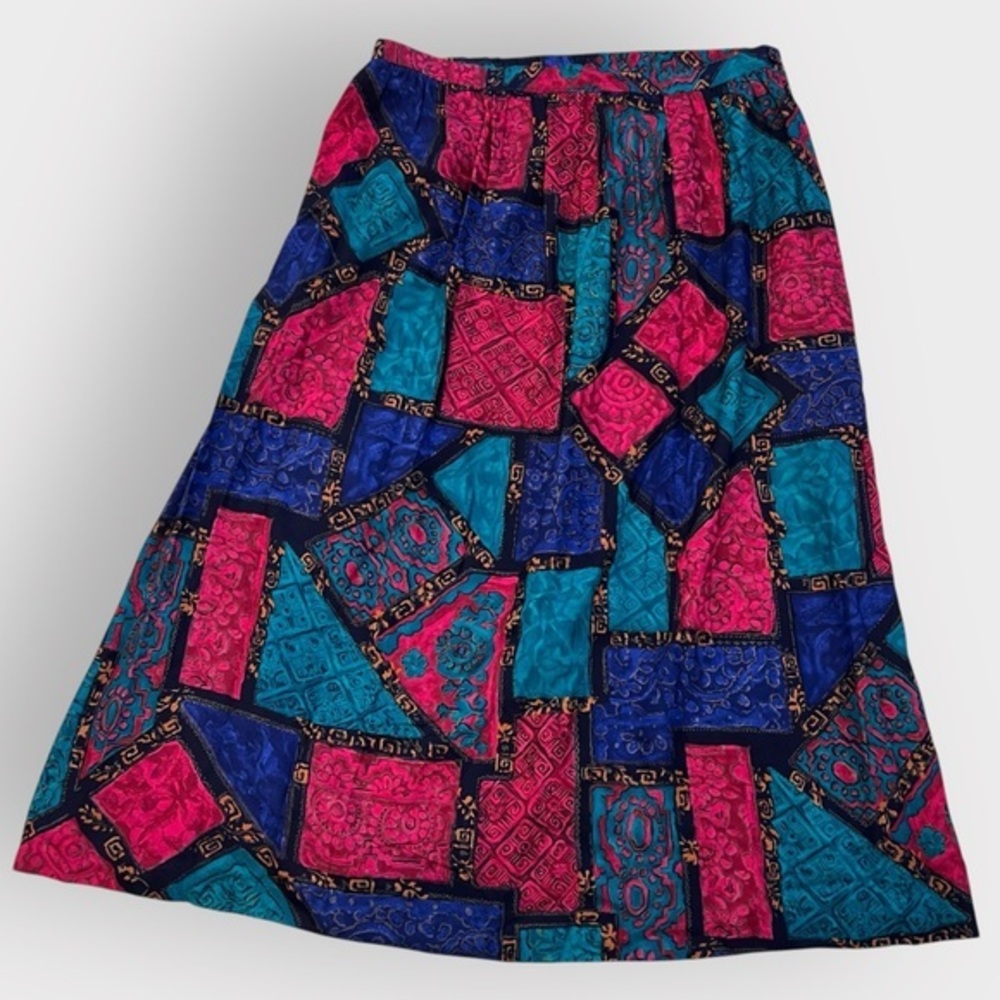 Vintage Alfred Dunner Colorful Patchwork Maxi Skirt